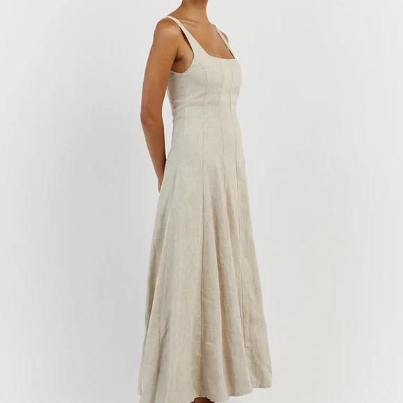 Diish Milahn natural linen midi dress 4 - Picture 2 of 8